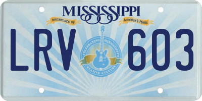 MS license plate LRV603