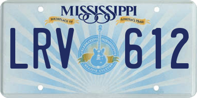 MS license plate LRV612