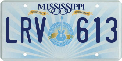 MS license plate LRV613