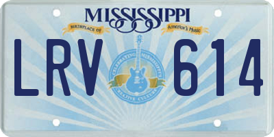 MS license plate LRV614