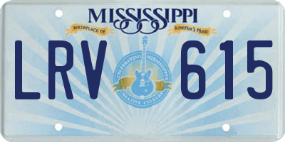 MS license plate LRV615
