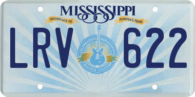 MS license plate LRV622