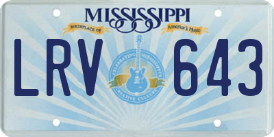 MS license plate LRV643