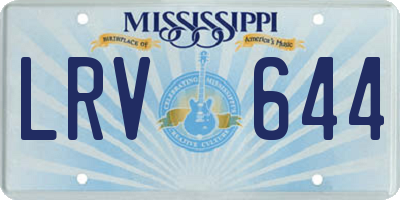 MS license plate LRV644