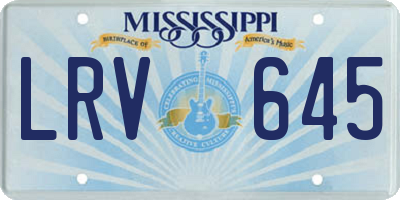 MS license plate LRV645