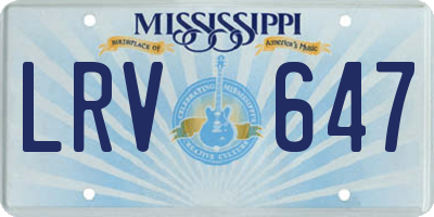 MS license plate LRV647