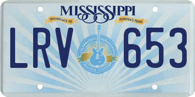 MS license plate LRV653