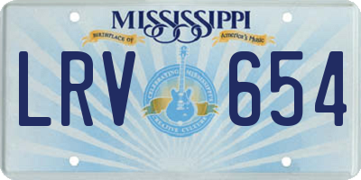 MS license plate LRV654