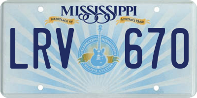 MS license plate LRV670