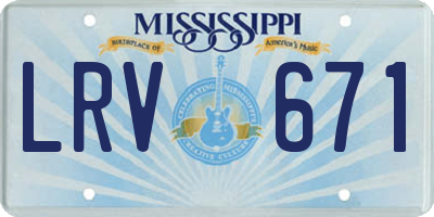 MS license plate LRV671