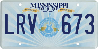 MS license plate LRV673