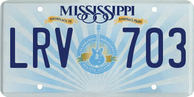 MS license plate LRV703