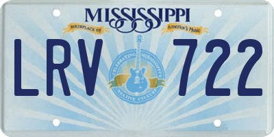 MS license plate LRV722
