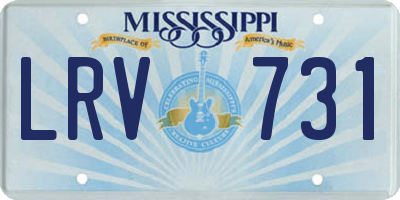 MS license plate LRV731