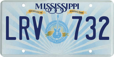 MS license plate LRV732