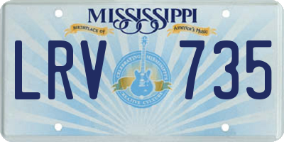MS license plate LRV735
