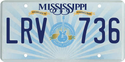 MS license plate LRV736