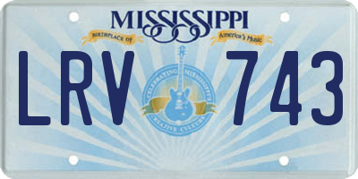 MS license plate LRV743