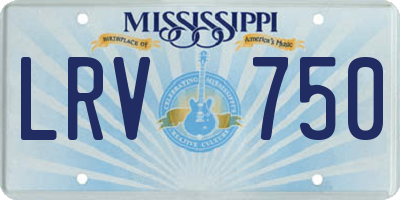 MS license plate LRV750