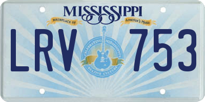 MS license plate LRV753