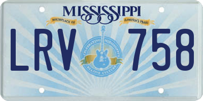MS license plate LRV758