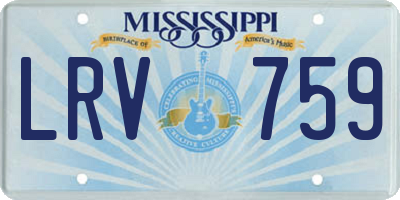 MS license plate LRV759