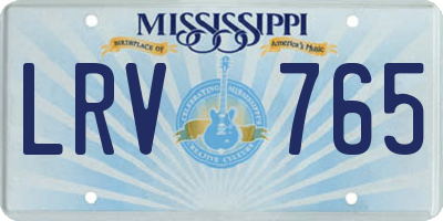 MS license plate LRV765