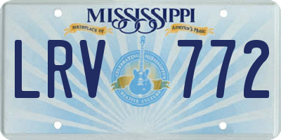 MS license plate LRV772