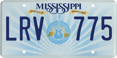 MS license plate LRV775
