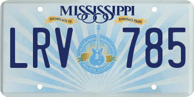 MS license plate LRV785