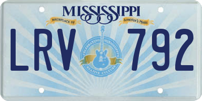 MS license plate LRV792