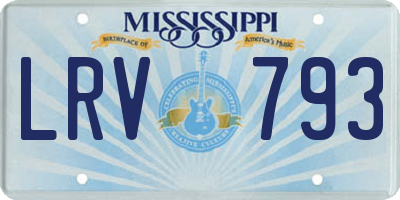 MS license plate LRV793