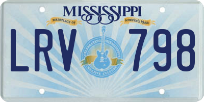 MS license plate LRV798