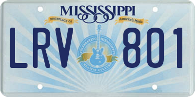 MS license plate LRV801