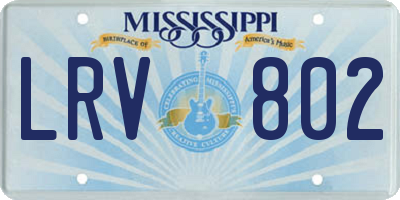 MS license plate LRV802