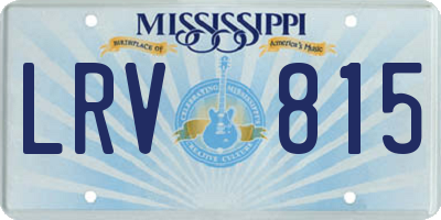 MS license plate LRV815