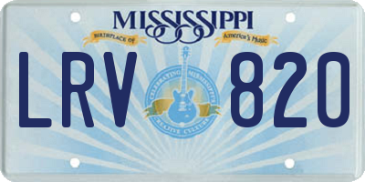 MS license plate LRV820