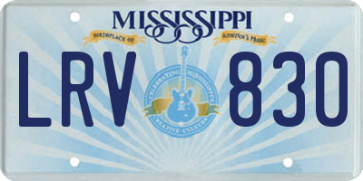 MS license plate LRV830