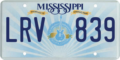 MS license plate LRV839