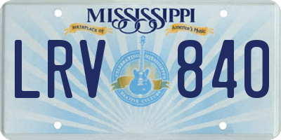 MS license plate LRV840