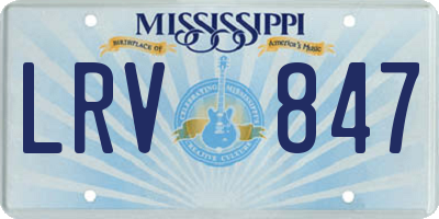 MS license plate LRV847