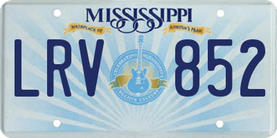 MS license plate LRV852