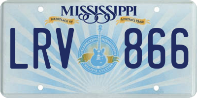 MS license plate LRV866