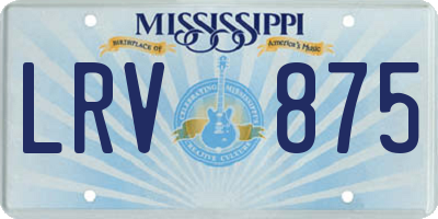 MS license plate LRV875