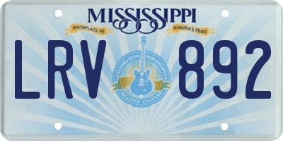 MS license plate LRV892