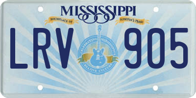 MS license plate LRV905