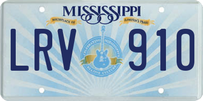 MS license plate LRV910