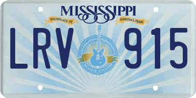 MS license plate LRV915