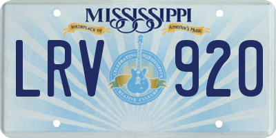 MS license plate LRV920