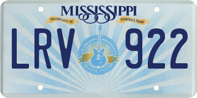 MS license plate LRV922